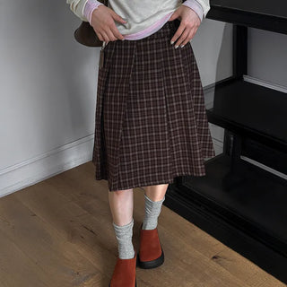 L-Check Elastic Waist Midi Skirt