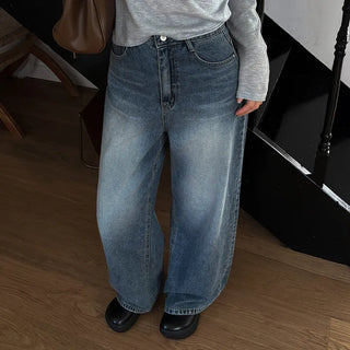 Trendy Wide Long Denim Pants