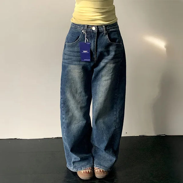 Muscular Short/Basic/Long Washed Cut-out Wide Denim