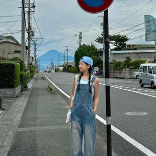Loose Fit Wide Button Pocket Denim Jumpsuit