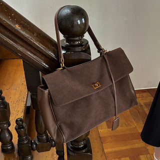 Brit Suede Buckle Big Shoulder Bag