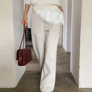 Lumped Wide Cotton Pants