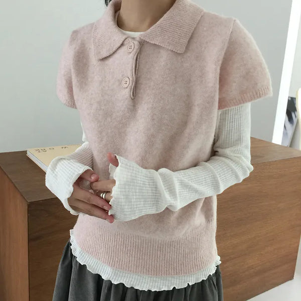 Kibo collar short-sleeve knit