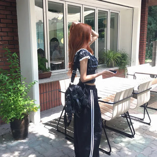 Forming Side Double Stripe Contrast Track Nylon Pants