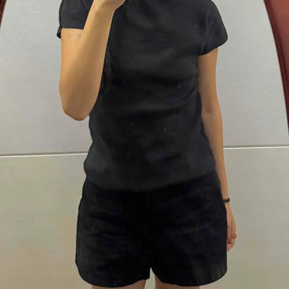 Mock Turtleneck Slim Fit Short Sleeve Knit