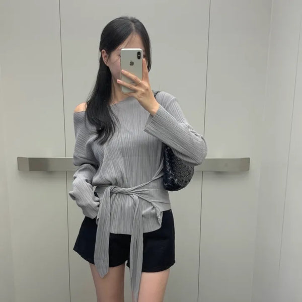 Louise Pleated Tie Strap Blouse