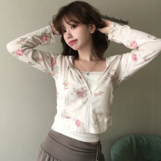 Delo Flower Slim Fit Zip-up Hoodie