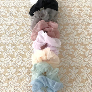 (8 Colors) Chiffon Organza Scrunchie Daily Hair Crust Shirred Hair Tie