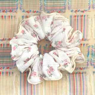 Vintage rose pattern scrunchie floral hair tie cotton flower hair scrunchie flower hair tie