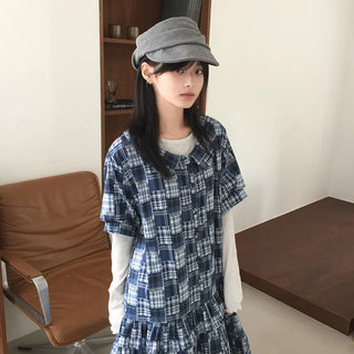 Dakishi check short-sleeve dress