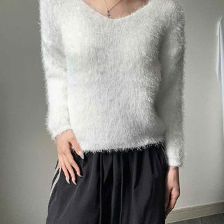 Rodit V-neck Volume Fur Knit