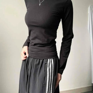 Thick basic slim long-sleeve T-shirt