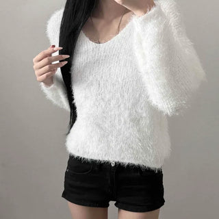Cloud V-Neck Volume Fur Knit