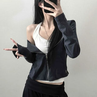 Brandy Cotton Basic Slim Hooded Zip-up