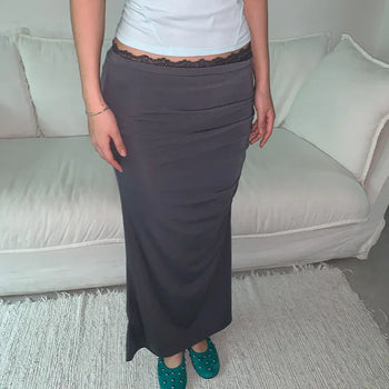 Highly  for 26FW Lace shirred maxi long skirt