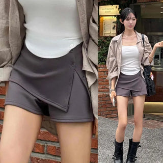 Rosen Button Wrap Skirt Layered 3/4 Leggings
