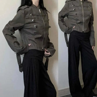 Napoleon Epaulets Cotton Basic Fit Short Long Sleeve Jacket