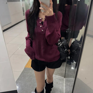 [Alpaca/Slim Fit ver] Solid Henley Neck Knit