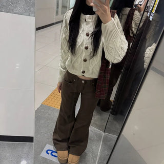 [Creamy..] Anne Horn Cable Knit Cardigan