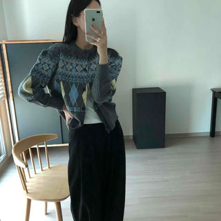 Nordic Jacquard Thick Loose Fit Button Cardigan