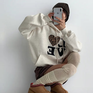Leopard Heart Fleece-lined Hoodie