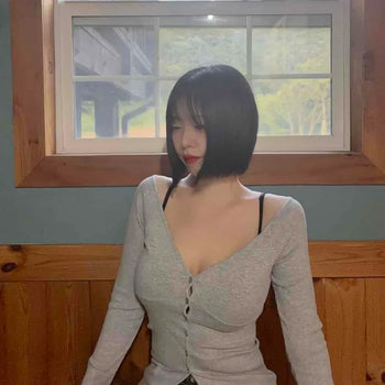 Bart Slit Deep V-Neck Slim Long Cardigan