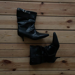 Wayne Buckle Shirred Mid-calf Boots
