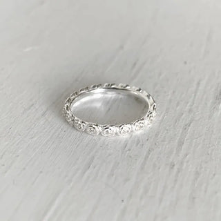(Silver 925) Mini Rose Ring White Silver Thin Rose Silver Ring