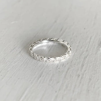 (Silver 925) Mini Rose Ring White Silver Thin Rose Silver Ring