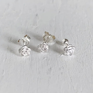 (Silver 925/ 2 types) Mini Rose Earrings Silver Post Piercing Rose Earrings