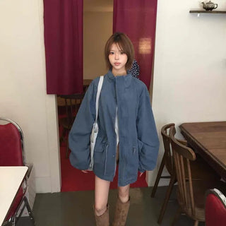 No bulkiness, perfect fit♡ Pigment washed oversized half-string pocket field jacket