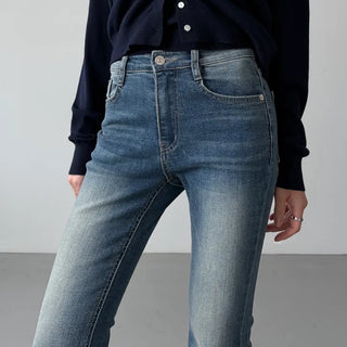 Vintage washed long bootcut denim