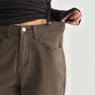 Mocha Spandex Long Wide Pants