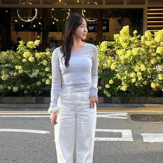 See-through Layered Inner Slim Fit Long Sleeve T-shirt