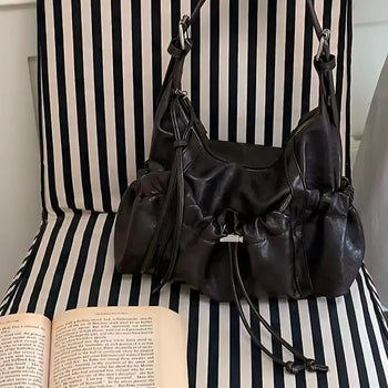 Pocket Leather Shirred Shoulder & Crossbody Bag