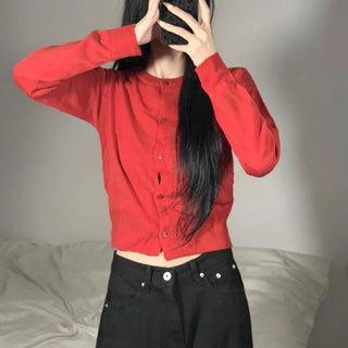 New Simple Round Basic Knit Cardigan