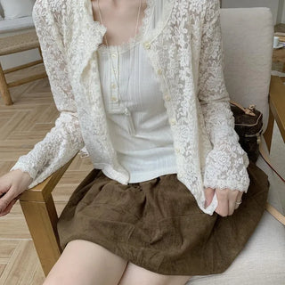 Rose Lace Sleeveless Cardigan Set