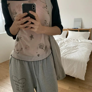 See-through Raglan Contrast Tee