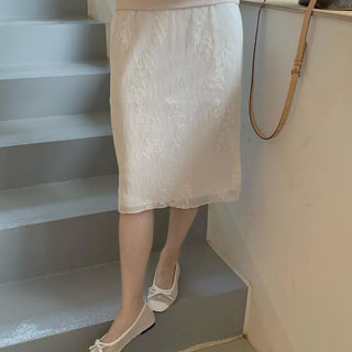 Flower Midi Embroidered Skirt