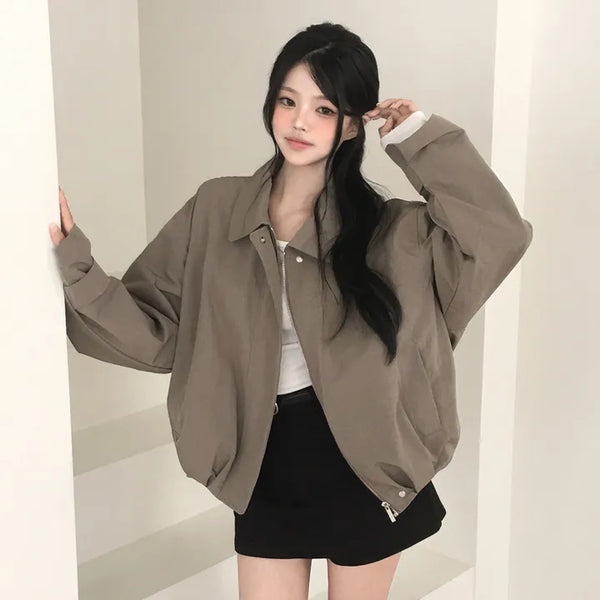 Collared Blouson Sleeve Strap Trench Short Jacket Transitional Outerwear