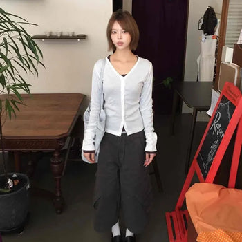 Quality Guaranteed♡ Cargo Wash Line Cut Long Bermuda Pants