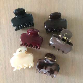 (6 Colors) Posh Mini Square Claw Clip Autumn Glossy Half-Up Hair Clip Premium Hair Clip