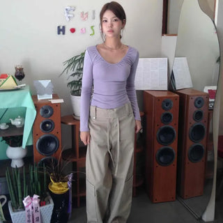 Best details♡ Newol Cargo Folding Mild Wide Long Pants