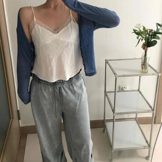 Pigment Pintuck Sweat Wide Elastic String Pocket Long Pants