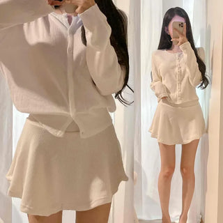Pible Flare Knit Mini Skirt Pants