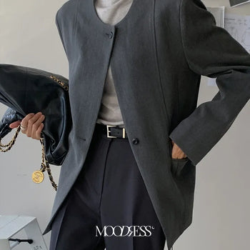 Collarless Tailored Jacket
