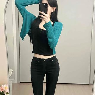 Sub Ribbed Open Semi-Crop Cardigan