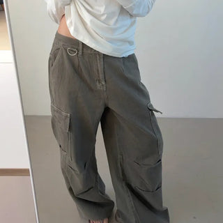 washed wide cargo pants