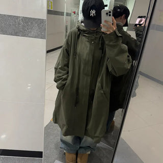 [Unisex/Oversized] Minimal Long Hooded Field Jumper