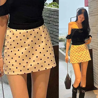 Posen Satin Dot Mini Skirt Pants